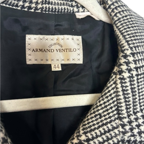 Armand Ventilo Vintage Black White Houndstooth Wool Blazer Size 44 US 8 - Picture 3 of 10